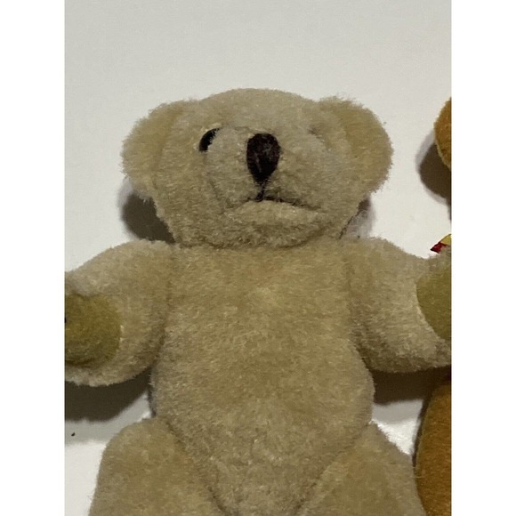 Miniature Teddy Bear, Jointed, Light Brown And Ty Beanie Germanic The Bear - Picture 2 of 9